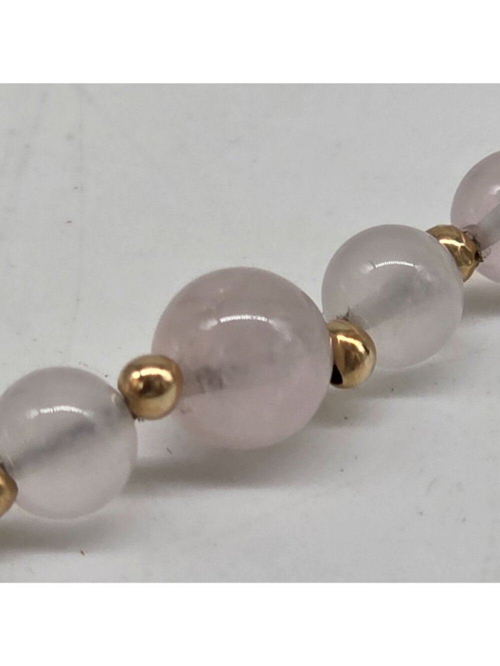 Rose Quartz Bracelet Gold Tone Beads With Lobster Clasp Closure - Picture 4 of 8